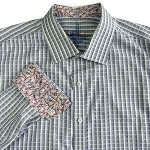 Robert Graham Long Sleeve Plaid Shirt Mens 3XL Purple Check Button Up Flip Cuff